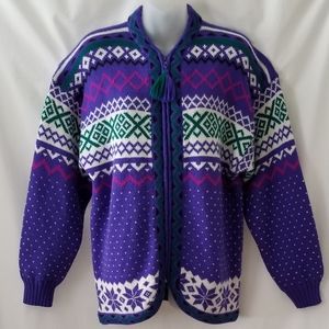 Obermeyer Vintage Purple Cardigan Ski Sweater M